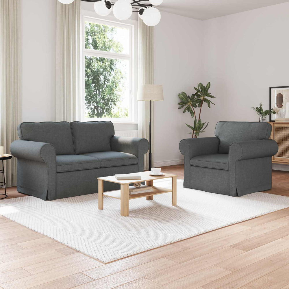 vidaXL Sofa Set 2 pcs Dark Gray 155 x 82 x 80 cm Fabric