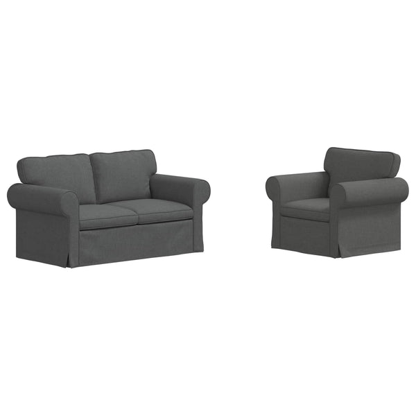 vidaXL Sofa Set 2 pcs Dark Gray 155 x 82 x 80 cm Fabric