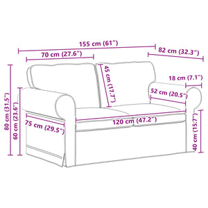 vidaXL Sofa Set 2 pcs Dark Gray 155 x 82 x 80 cm Fabric