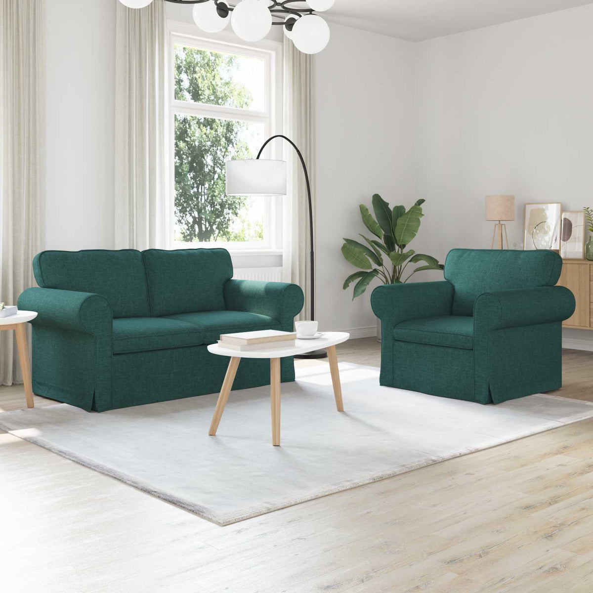 vidaXL Sofa Set 2 pcs Dark Green 155 x 82 x 80 cm Fabric