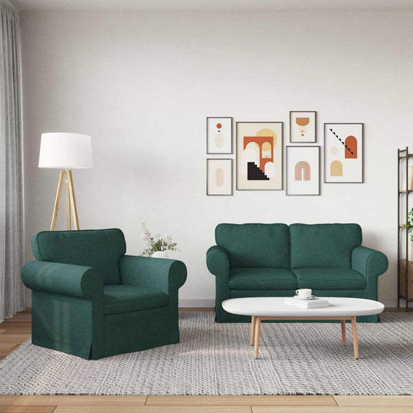 vidaXL Sofa Set 2 pcs Dark Green 155 x 82 x 80 cm Fabric