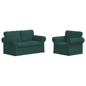 vidaXL Sofa Set 2 pcs Dark Green 155 x 82 x 80 cm Fabric