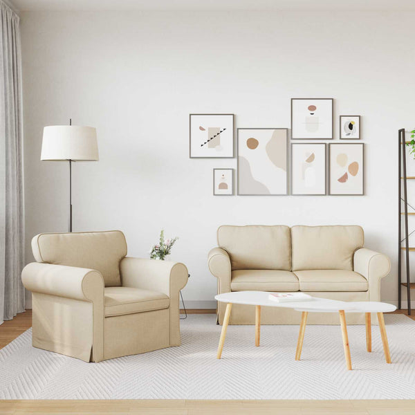 vidaXL Sofa Set 2 pcs Cream 155 x 82 x 80 cm Fabric