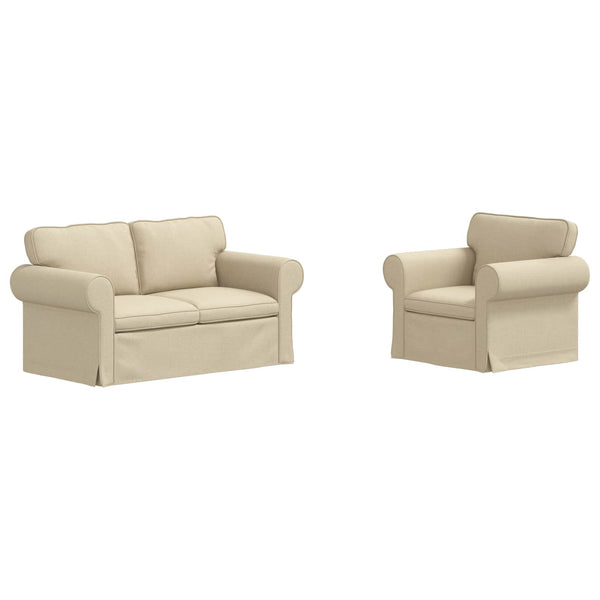 vidaXL Sofa Set 2 pcs Cream 155 x 82 x 80 cm Fabric