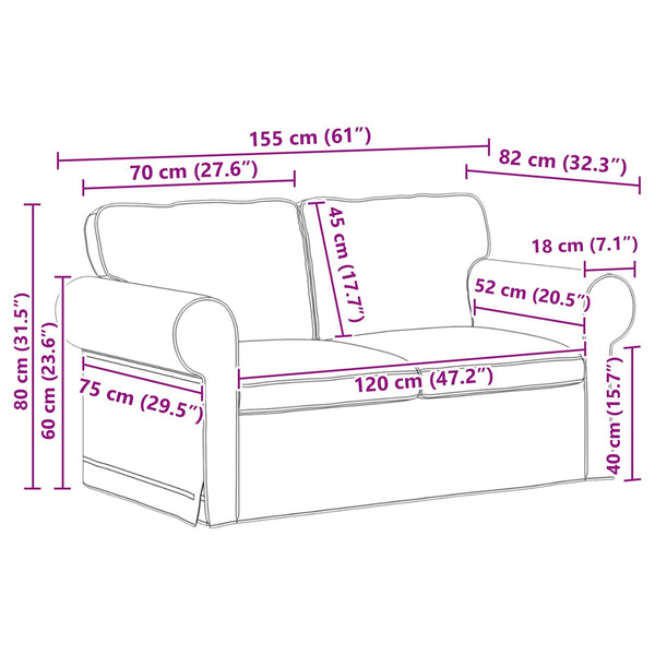 vidaXL Sofa Set 2 pcs Cream 155 x 82 x 80 cm Fabric