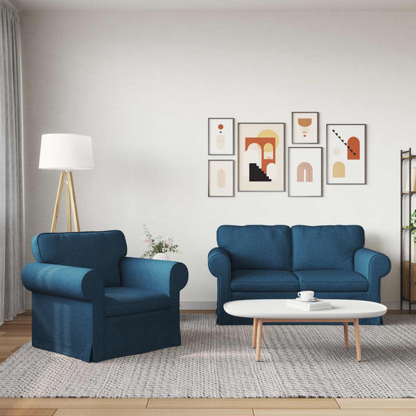 vidaXL Sofa Set 2 pcs Blue 155 x 82 x 80 cm Fabric