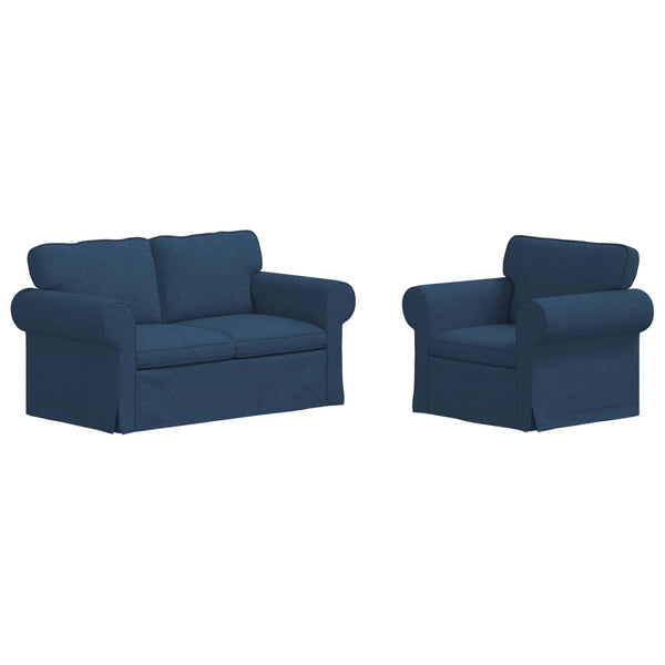 vidaXL Sofa Set 2 pcs Blue 155 x 82 x 80 cm Fabric
