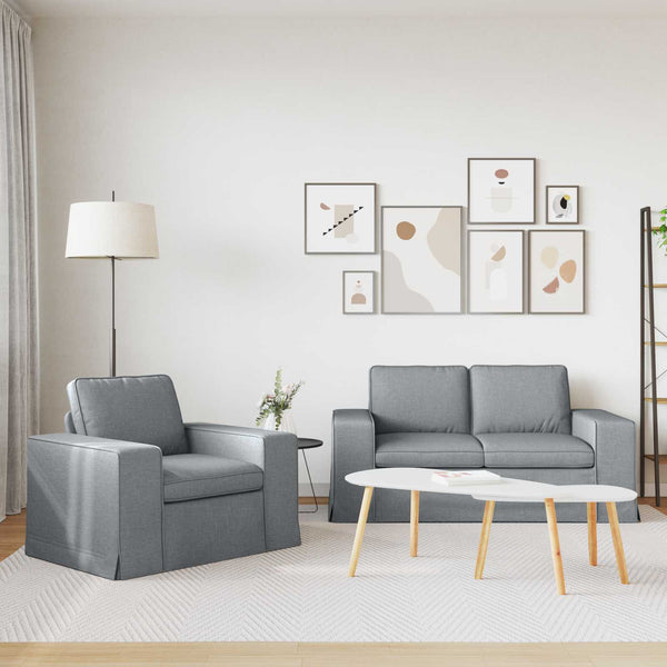 vidaXL Sofa Set 2 pcs Light Gray 162 x 80 x 82 cm Fabric