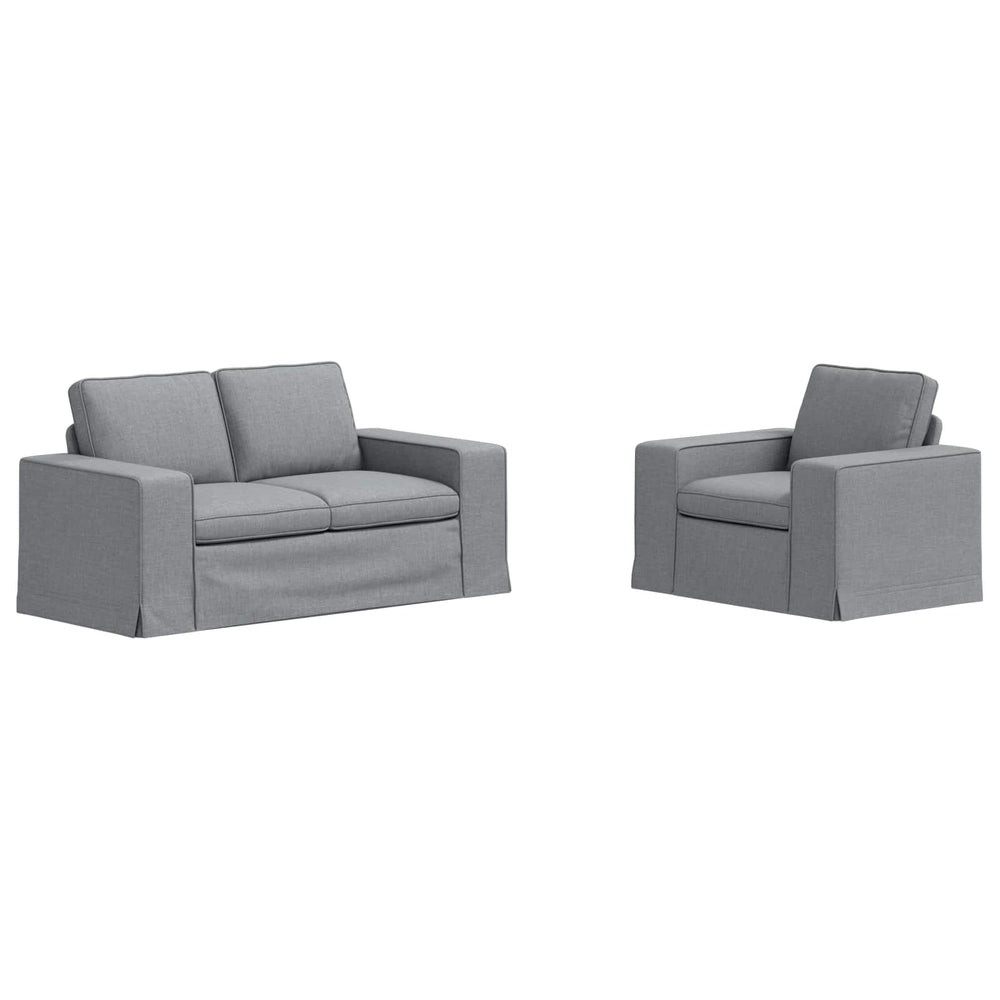 vidaXL Sofa Set 2 pcs Light Gray 162 x 80 x 82 cm Fabric