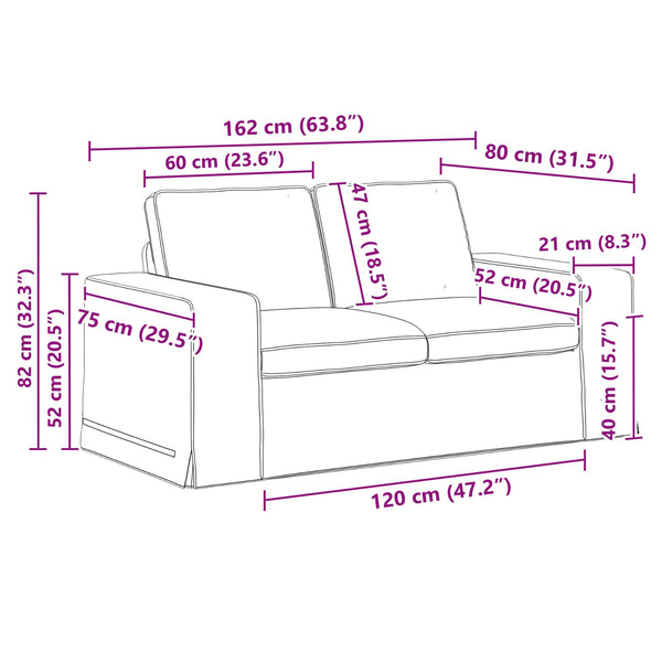 vidaXL Sofa Set 2 pcs Black 162 x 80 x 82 cm Fabric