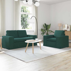 vidaXL Sofa Set 2 pcs Dark Green 162 x 80 x 82 cm Fabric