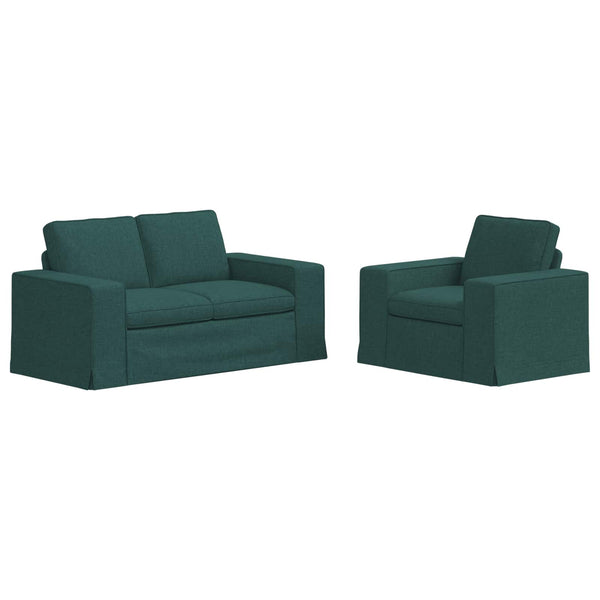 vidaXL Sofa Set 2 pcs Dark Green 162 x 80 x 82 cm Fabric