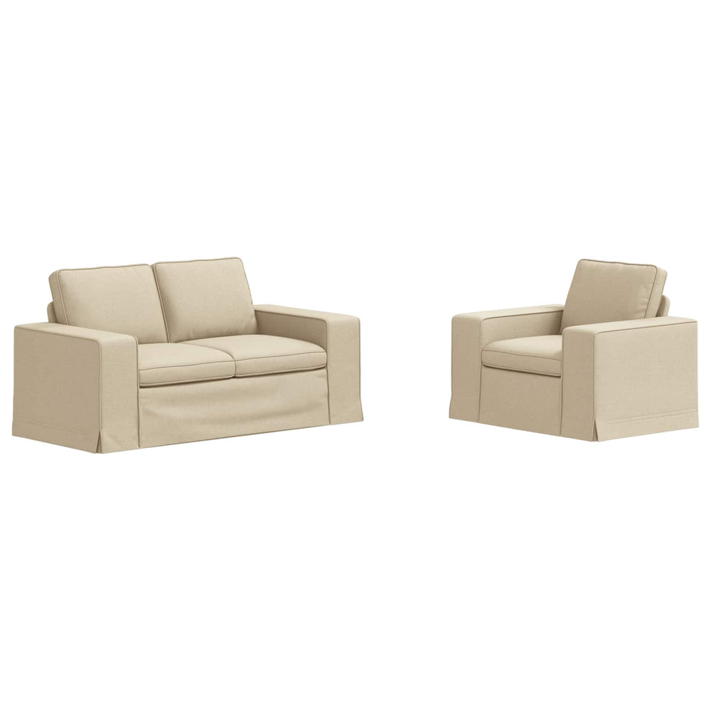 vidaXL Sofa Set 2 pcs Cream 162 x 80 x 82 cm Fabric