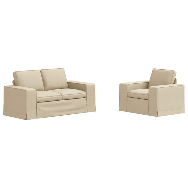 vidaXL Sofa Set 2 pcs Cream 162 x 80 x 82 cm Fabric