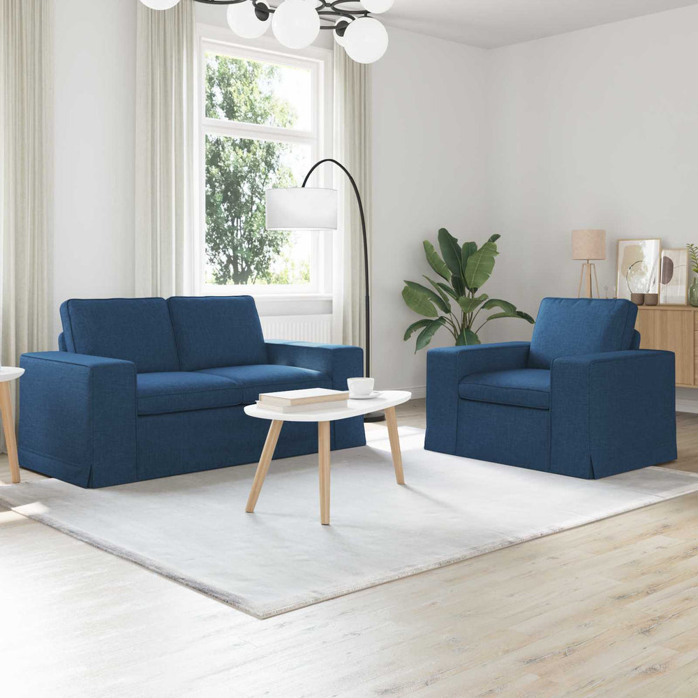 vidaXL Sofa Set 2 pcs Blue 162 x 80 x 82 cm Fabric