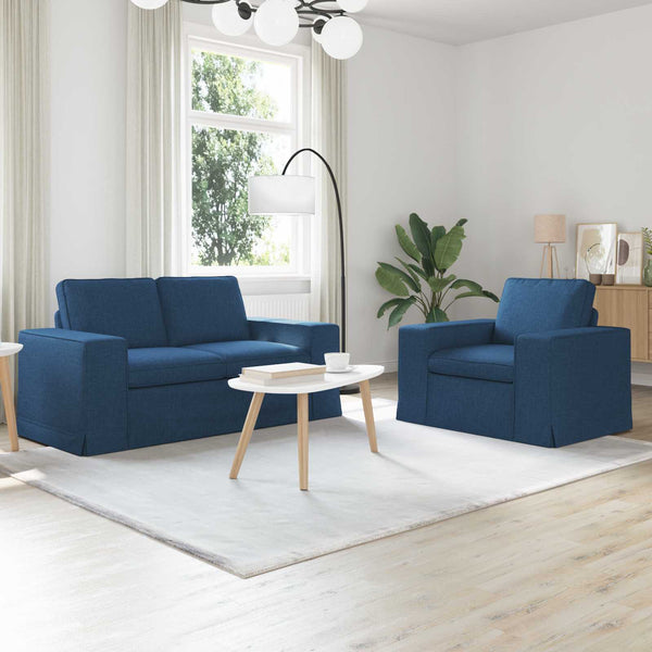 vidaXL Sofa Set 2 pcs Blue 162 x 80 x 82 cm Fabric
