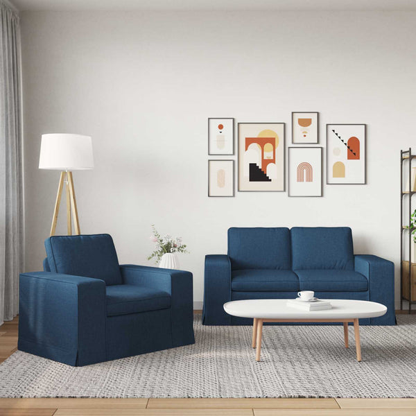 vidaXL Sofa Set 2 pcs Blue 162 x 80 x 82 cm Fabric