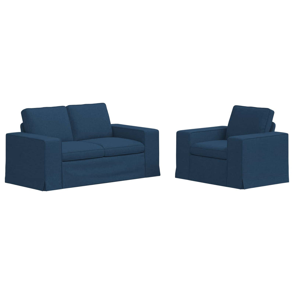 vidaXL Sofa Set 2 pcs Blue 162 x 80 x 82 cm Fabric