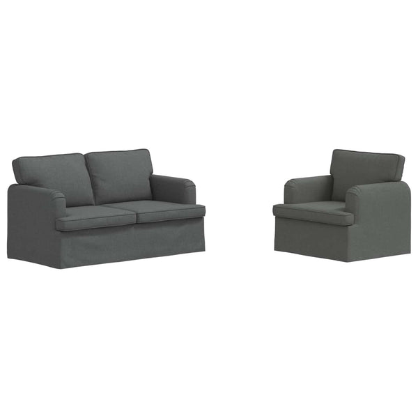 vidaXL Sofa Set 2 pcs Dark Grey 144 x 80 x 85 cm Fabric