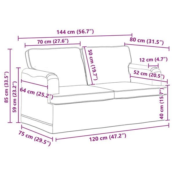 vidaXL Sofa Set 2 pcs Dark Grey 144 x 80 x 85 cm Fabric