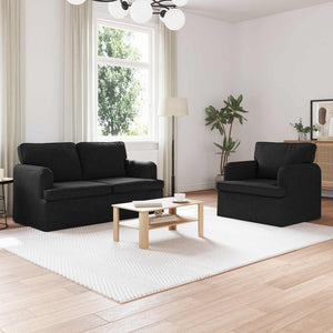 vidaXL Sofa Set 2 pcs Black 144 x 80 x 85 cm Fabric