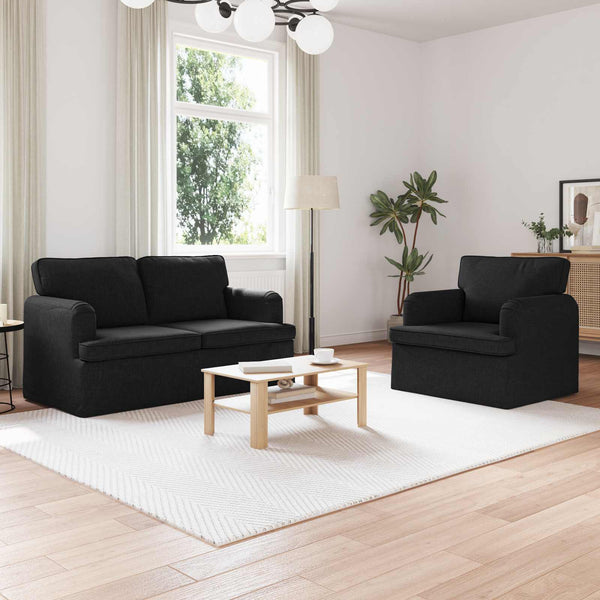 vidaXL Sofa Set 2 pcs Black 144 x 80 x 85 cm Fabric