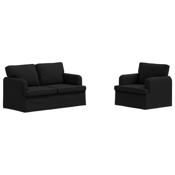 vidaXL Sofa Set 2 pcs Black 144 x 80 x 85 cm Fabric