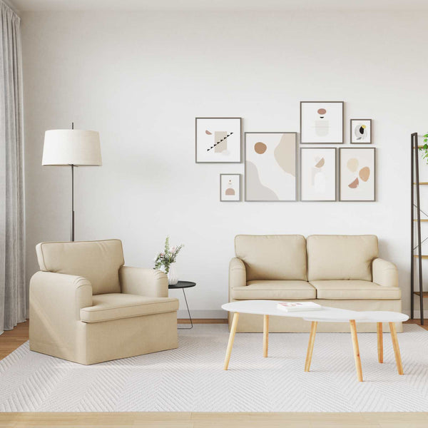 vidaXL Sofa Set 2 pcs Cream 144 x 80 x 85 cm Fabric