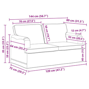 vidaXL Sofa Set 2 pcs Cream 144 x 80 x 85 cm Fabric