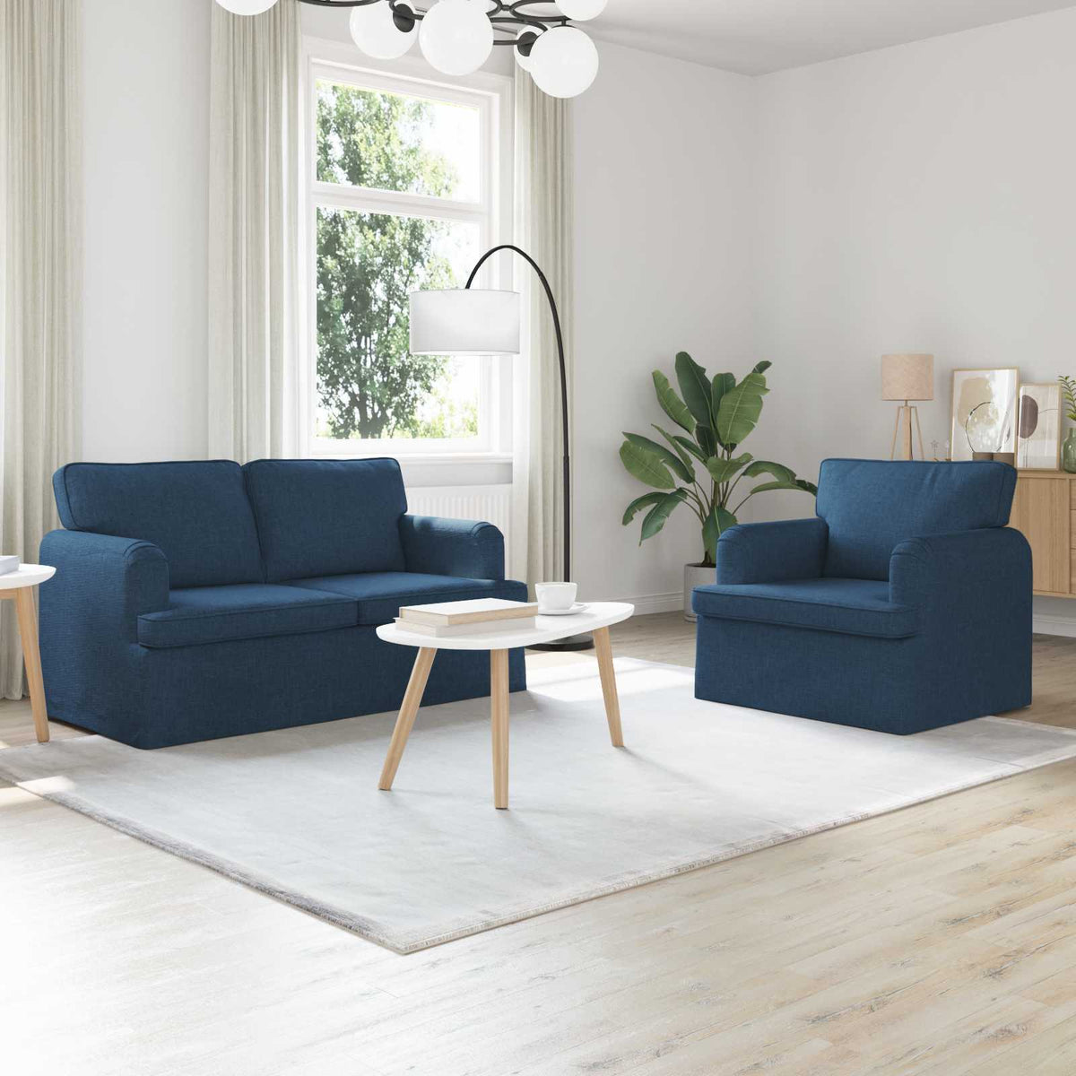 vidaXL Sofa Set 2 pcs Blue 144 x 80 x 85 cm Fabric
