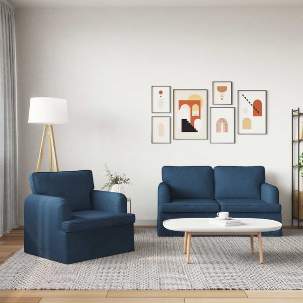 vidaXL Sofa Set 2 pcs Blue 144 x 80 x 85 cm Fabric
