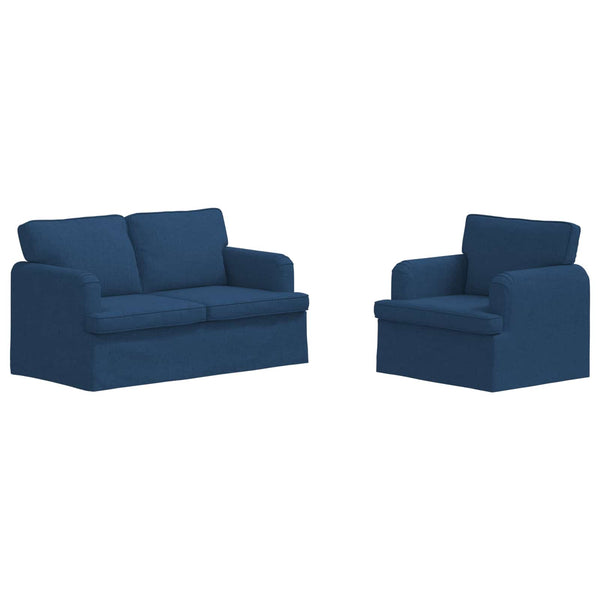 vidaXL Sofa Set 2 pcs Blue 144 x 80 x 85 cm Fabric