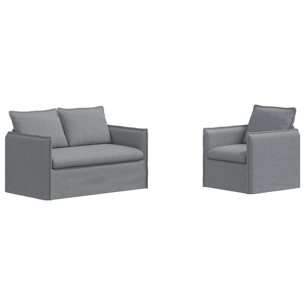 vidaXL Sofa Set 2 pcs Light Grey 136 x 82 x 85 cm Fabric
