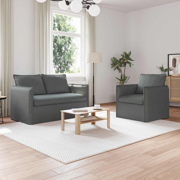 vidaXL Sofa Set 2 pcs Dark Gray 136 x 82 x 85 cm Fabric