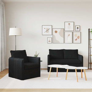 vidaXL Sofa Set 2 pcs Black 136 x 82 x 85 cm Fabric