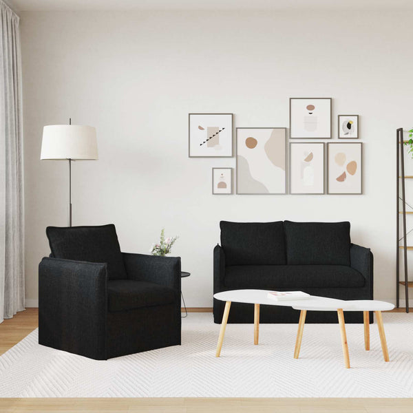 vidaXL Sofa Set 2 pcs Black 136 x 82 x 85 cm Fabric
