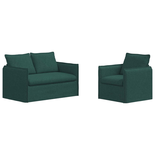 vidaXL Sofa Set 2 pcs Dark Green 136 x 82 x 85 cm Fabric