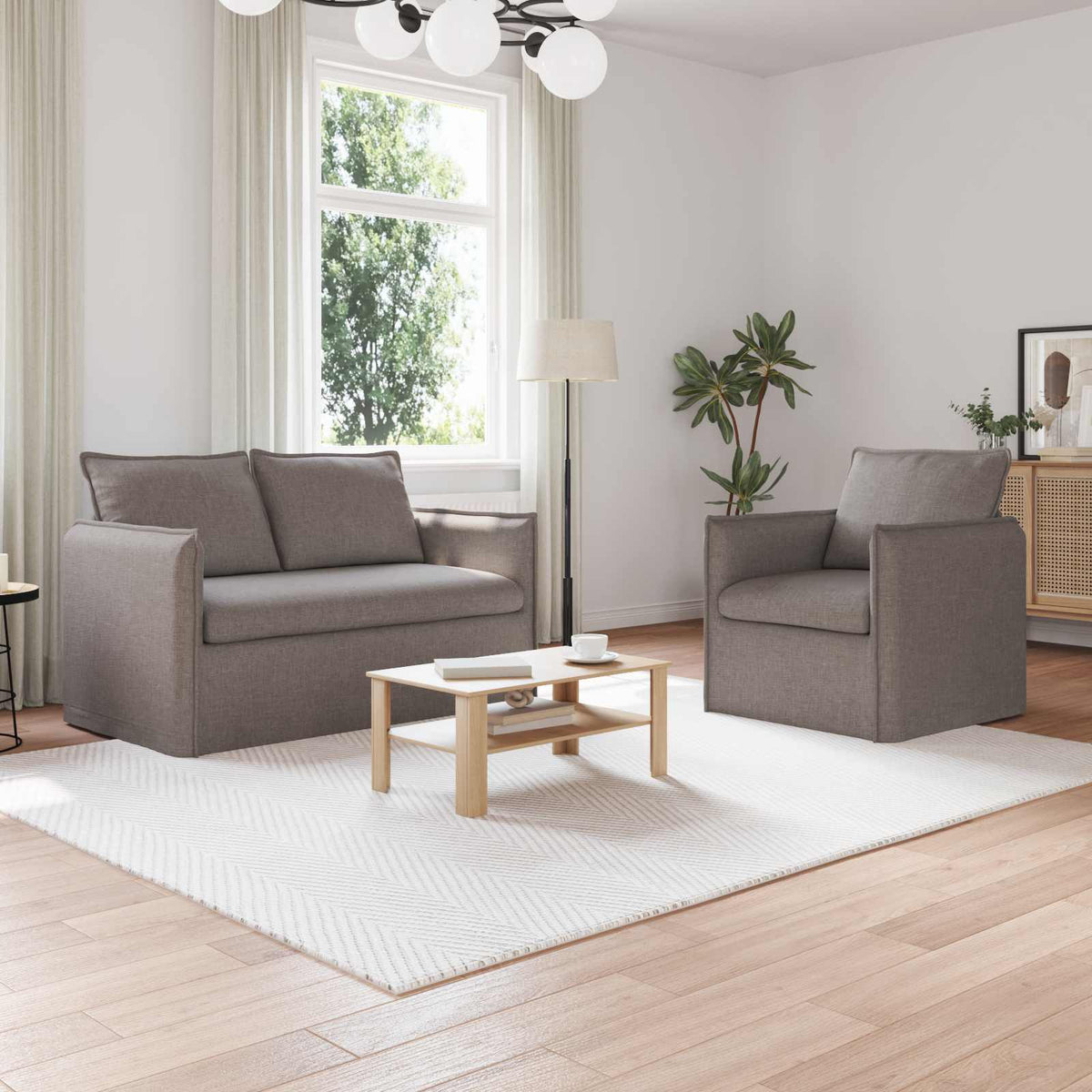 vidaXL Sofa Set 2 pcs Taupe 136 x 82 x 85 cm Fabric