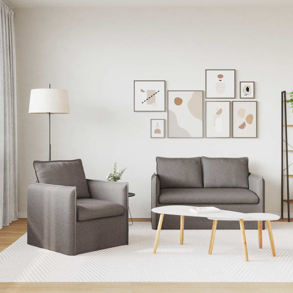 vidaXL Sofa Set 2 pcs Taupe 136 x 82 x 85 cm Fabric