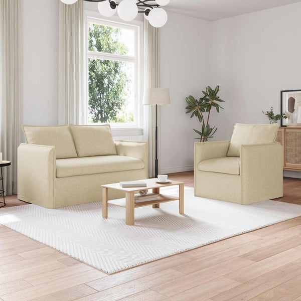 vidaXL Sofa Set 2 pcs Cream 136 x 82 x 85 cm Fabric