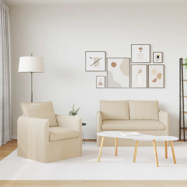 vidaXL Sofa Set 2 pcs Cream 136 x 82 x 85 cm Fabric