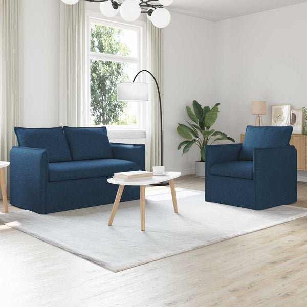 vidaXL Sofa Set 2 pcs Blue 136 x 82 x 85 cm Fabric
