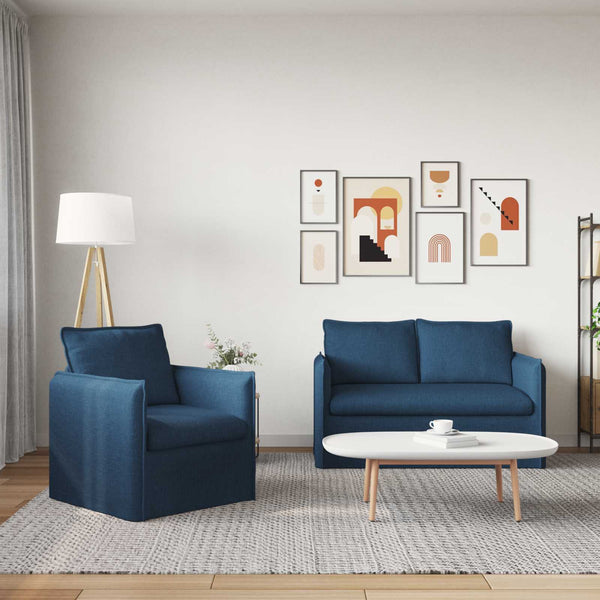 vidaXL Sofa Set 2 pcs Blue 136 x 82 x 85 cm Fabric