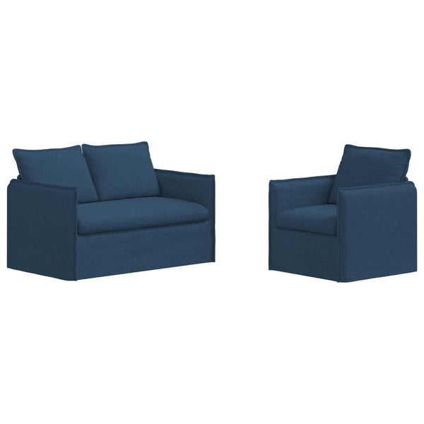 vidaXL Sofa Set 2 pcs Blue 136 x 82 x 85 cm Fabric