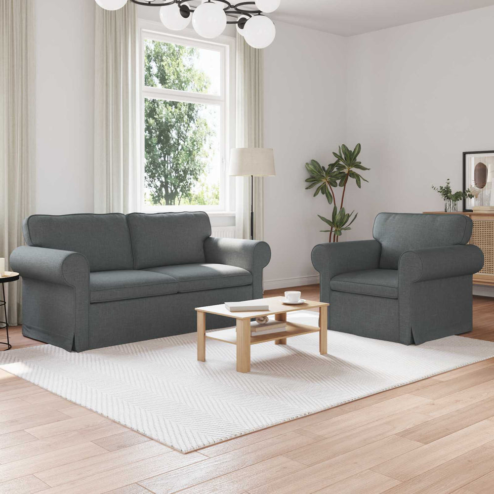 vidaXL Sofa Set 2 pcs Dark Grey 175 x 82 x 80 cm Fabric