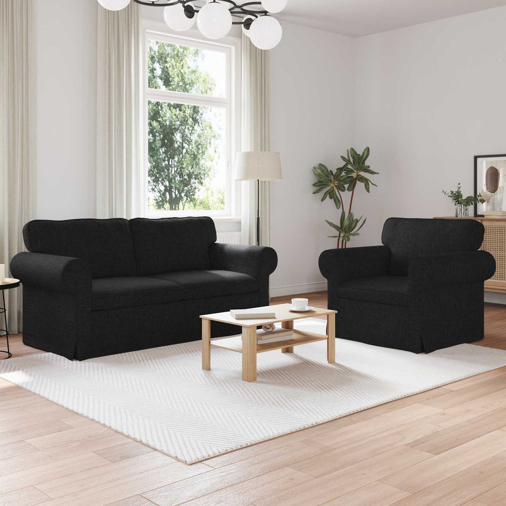 vidaXL Sofa Set 2 pcs Black 175 x 82 x 80 cm Fabric