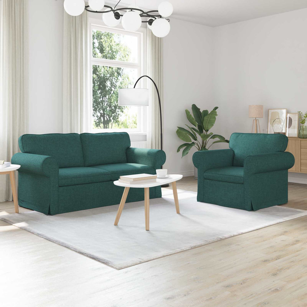 vidaXL Sofa Set 2 pcs Dark Green 175 x 82 x 80 cm Fabric