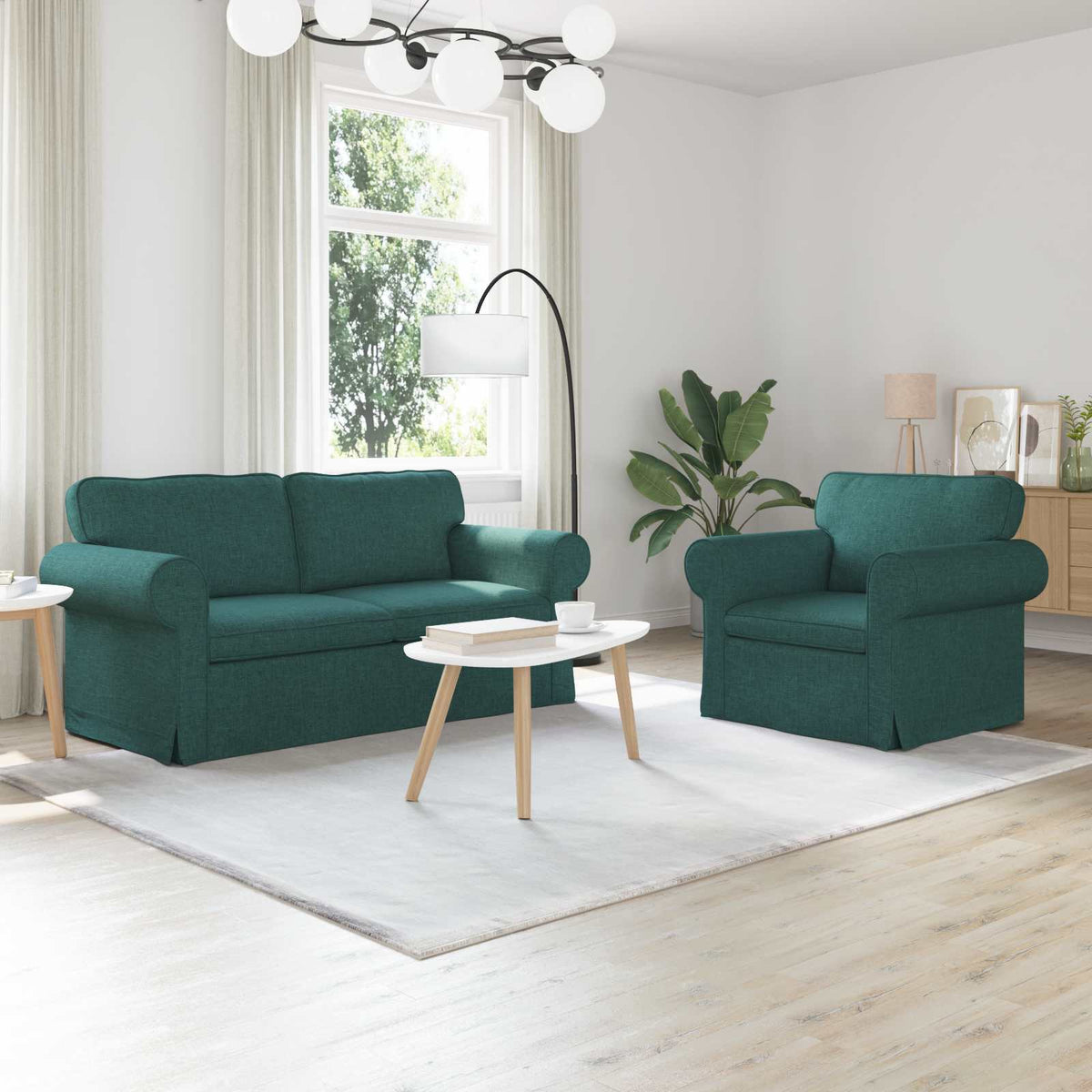 vidaXL Sofa Set 2 pcs Dark Green 175 x 82 x 80 cm Fabric