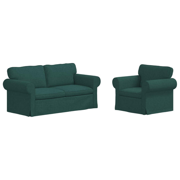 vidaXL Sofa Set 2 pcs Dark Green 175 x 82 x 80 cm Fabric