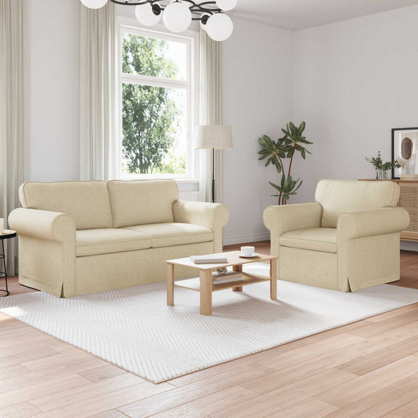vidaXL Sofa Set 2 pcs Cream 175 x 82 x 80 cm Fabric